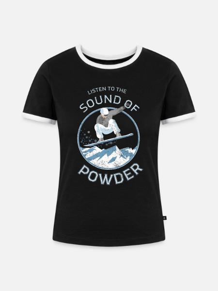 Snowboarder Powder Design - Frauen Kontrast-T-Shirt - Schwarz/Weiß