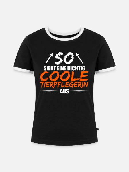 Coole Tierpflegerin - Frauen Kontrast-T-Shirt - Schwarz/Weiß