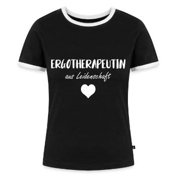 ERGOTHERAPEUTIN ERGOTHERAPIE - Frauen Kontrast-T-Shirt - Schwarz/Weiß - Vorne - Selfina (174cm)