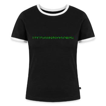 Grünes Blumen und Gräserband - Frauen Kontrast-T-Shirt - Schwarz/Weiß - Vorne - Selfina (174cm)