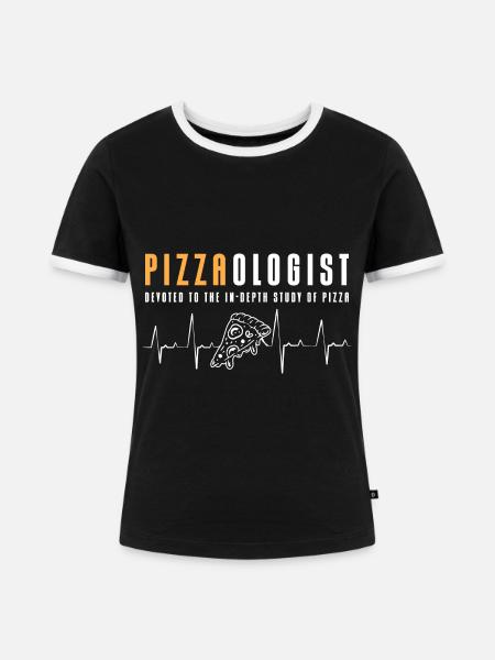 Pizzeria Pizzaliebhaber Lecker Liebe - Frauen Kontrast-T-Shirt - Schwarz/Weiß