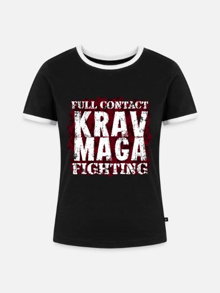 Krav Maga Nahkampf Selbstverteidigung - Frauen Kontrast-T-Shirt - Schwarz/Weiß