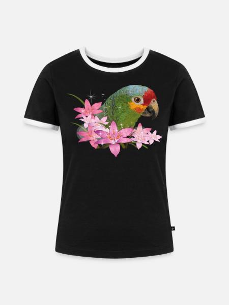 rotbrauner Amazonas - Frauen Kontrast-T-Shirt - Schwarz/Weiß