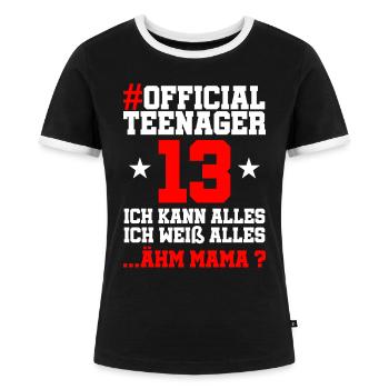13 Geburtstag Jungen 13 Jahre Junge Mädchen Jungs - Frauen Kontrast-T-Shirt - Schwarz/Weiß - Vorne - Selfina (174cm)