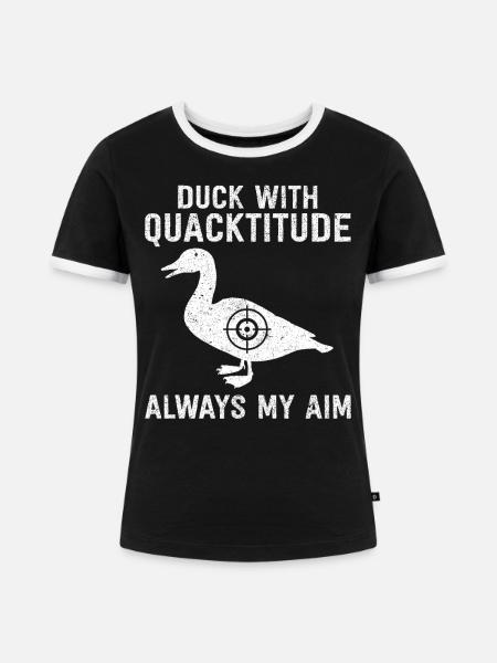 Lustige Entenjagd Entenjäger - Frauen Kontrast-T-Shirt - Schwarz/Weiß
