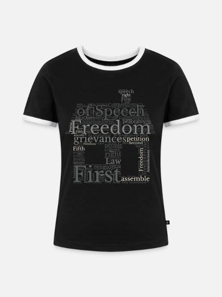 Redefreiheit - Wordcloud - Frauen Kontrast-T-Shirt - Schwarz/Weiß