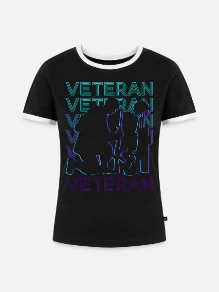 Veteranen-Retro - Frauen Kontrast-T-Shirt - Schwarz/Weiß