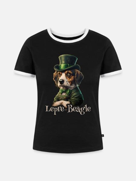 Lepre-Beagle Dog St. Patty - Frauen Kontrast-T-Shirt - Schwarz/Weiß