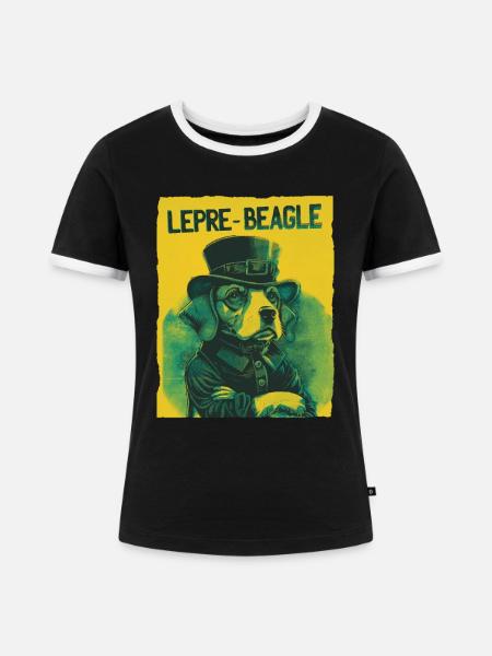 Lepre-Beagle Dog St. Patty - Frauen Kontrast-T-Shirt - Schwarz/Weiß