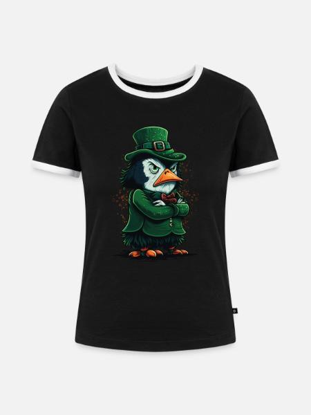 Pinguin St. Patty - Frauen Kontrast-T-Shirt - Schwarz/Weiß