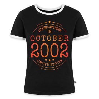 Geburtstag Oktober 2002 Limited Edition Vintage - Frauen Kontrast-T-Shirt - Schwarz/Weiß - Vorne - Selfina (174cm)