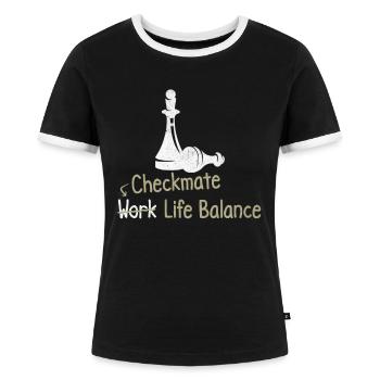 Checkmate Work Life Balance – - Frauen Kontrast-T-Shirt - Schwarz/Weiß - Vorne - Selfina (174cm)