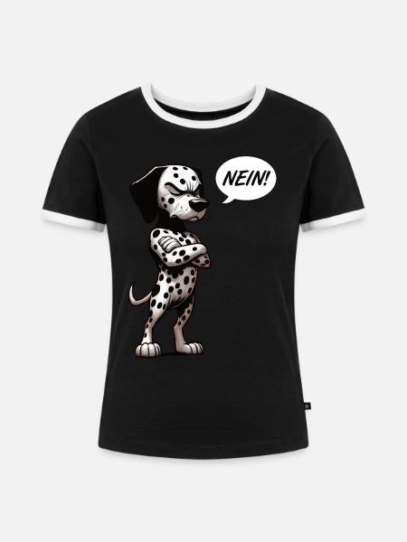 Nein Dalmatiner Dalmatinerbesitzer Dalmatinermama - Frauen Kontrast-T-Shirt - Schwarz/Weiß