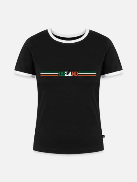 ireland stripes - Frauen Kontrast-T-Shirt - Schwarz/Weiß