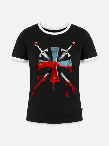 Ritter Kreuz / Kreuzritter / Schwerter - Frauen Kontrast-T-Shirt - Schwarz/Weiß