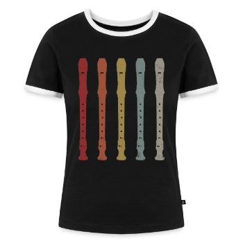 Blockflöte Flöte - Frauen Kontrast-T-Shirt - Schwarz/Weiß - Vorne - Selfina (174cm)