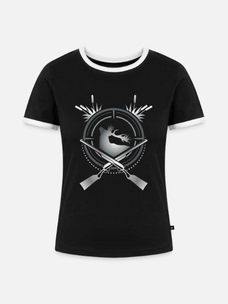 Rotwild Jäger - Frauen Kontrast-T-Shirt - Schwarz/Weiß