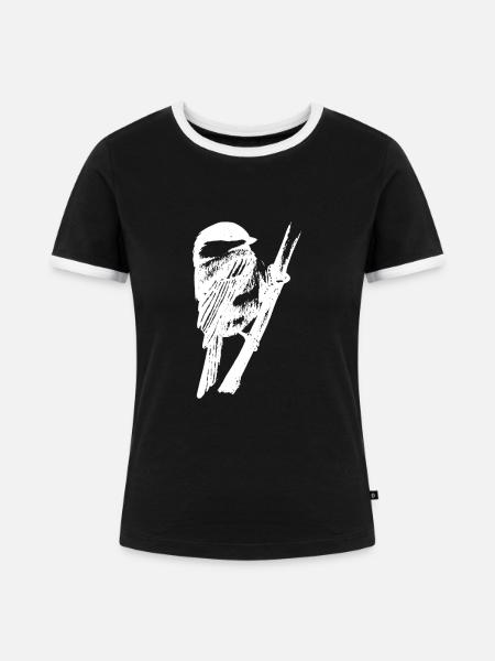 Blaumeise - Frauen Kontrast-T-Shirt - Schwarz/Weiß