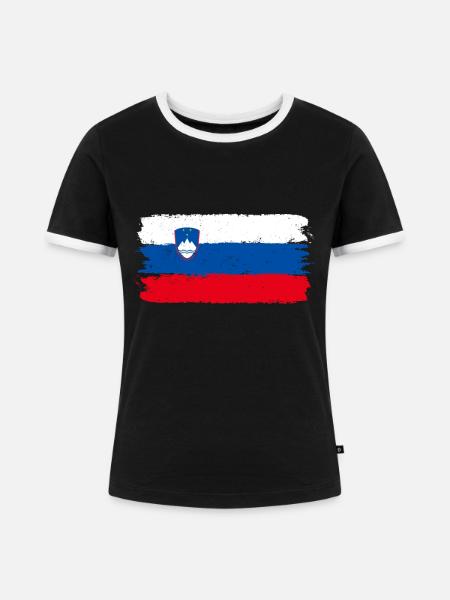 Slowenien - Frauen Kontrast-T-Shirt - Schwarz/Weiß
