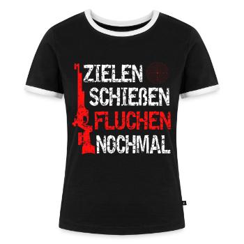 Luftgewehr - Frauen Kontrast-T-Shirt - Schwarz/Weiß - Vorne - Selfina (174cm)
