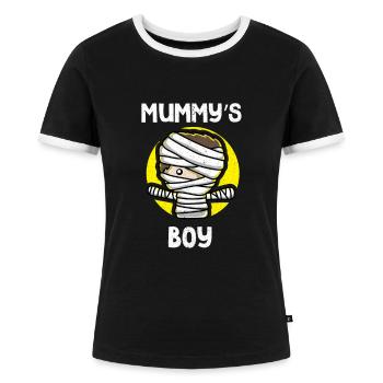 Muttersöhnchen Mamas Junge Mumie Gips - Frauen Kontrast-T-Shirt - Schwarz/Weiß - Vorne - Selfina (174cm)