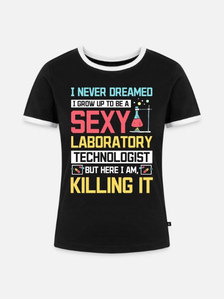 Sexy laboratory technologist - Frauen Kontrast-T-Shirt - Schwarz/Weiß