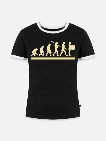 Winzer-evolution - Frauen Kontrast-T-Shirt - Schwarz/Weiß