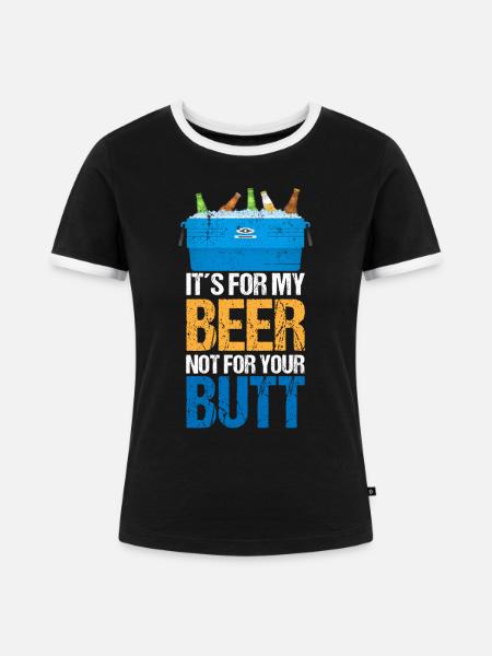 Bier Camping Spruch - Frauen Kontrast-T-Shirt - Schwarz/Weiß
