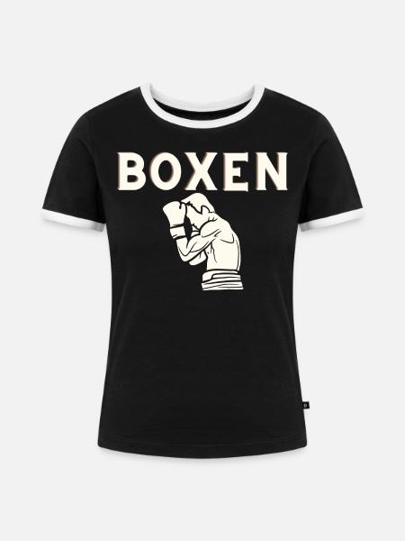 Boxen - Frauen Kontrast-T-Shirt - Schwarz/Weiß