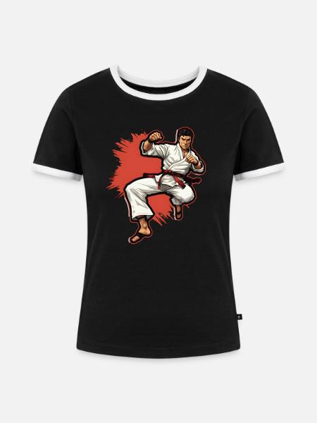 Karate Kämpfer - Frauen Kontrast-T-Shirt - Schwarz/Weiß