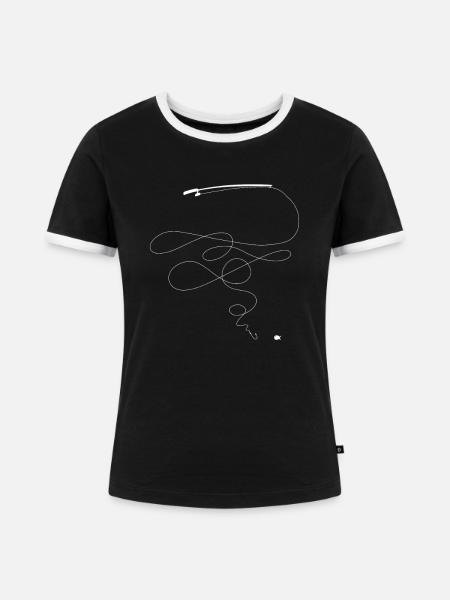 Angelroute mit Fisch - Frauen Kontrast-T-Shirt - Schwarz/Weiß