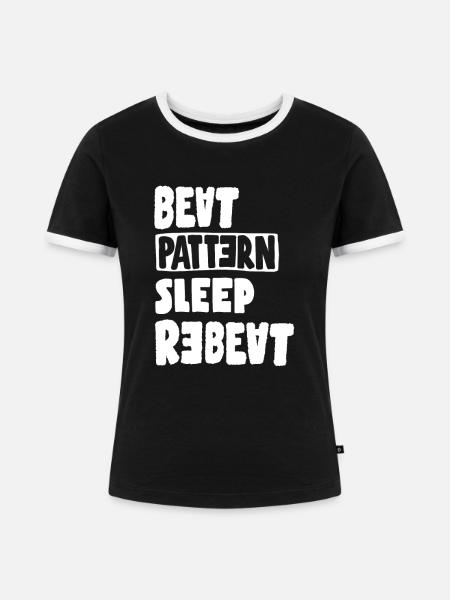 Beat Sleep Rebeat - Frauen Kontrast-T-Shirt - Schwarz/Weiß