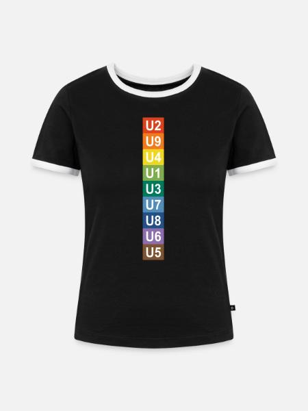U-Bahn Regenbogen Berlin - Frauen Kontrast-T-Shirt - Schwarz/Weiß