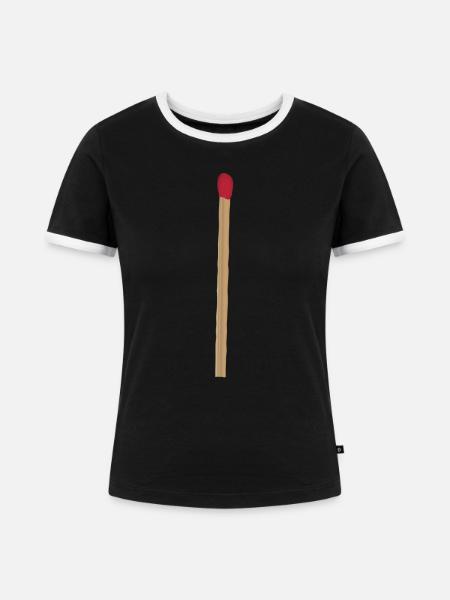 Streichholz - Frauen Kontrast-T-Shirt - Schwarz/Weiß