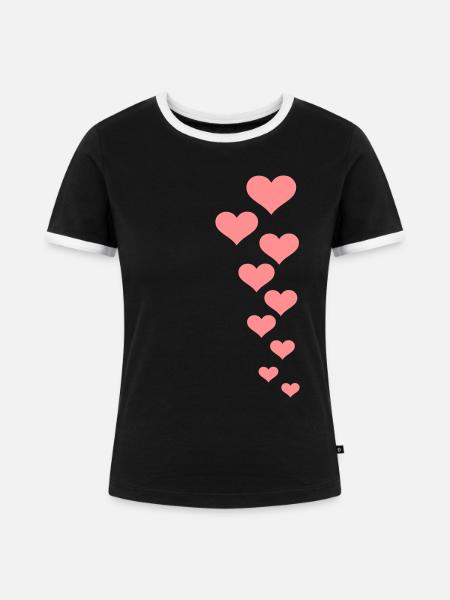 Herzen - Frauen Kontrast-T-Shirt - Schwarz/Weiß