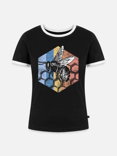 Biene - Frauen Kontrast-T-Shirt - Schwarz/Weiß