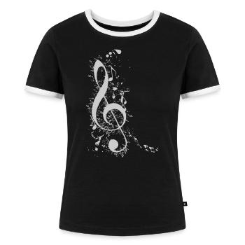 Musik Notenschlüssel Symbol - Frauen Kontrast-T-Shirt - Schwarz/Weiß - Vorne - Selfina (174cm)