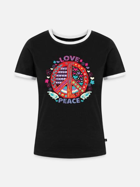 Frieden Peacezeichen - Frauen Kontrast-T-Shirt - Schwarz/Weiß