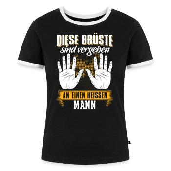 Diese Brüste sind vergeben an einen Mann - Frauen Kontrast-T-Shirt - Schwarz/Weiß - Vorne - Selfina (174cm)