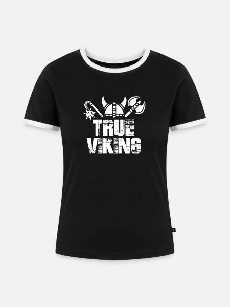 Wikinger - Frauen Kontrast-T-Shirt - Schwarz/Weiß