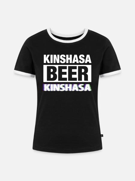 Kinshasa Kongo Bier - Frauen Kontrast-T-Shirt - Schwarz/Weiß