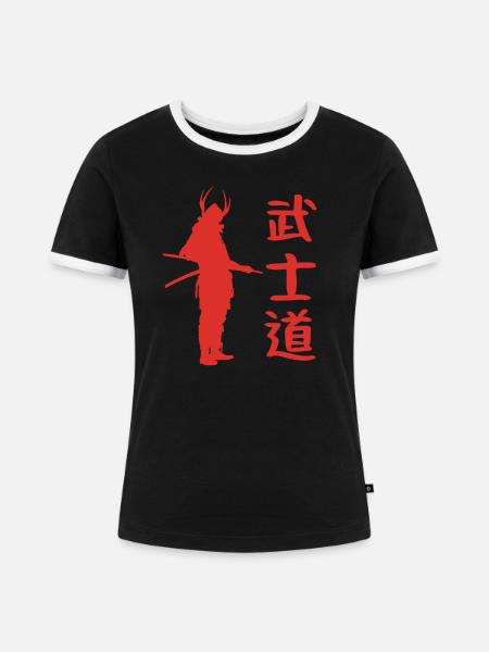 Samurai Bushido - Frauen Kontrast-T-Shirt - Schwarz/Weiß