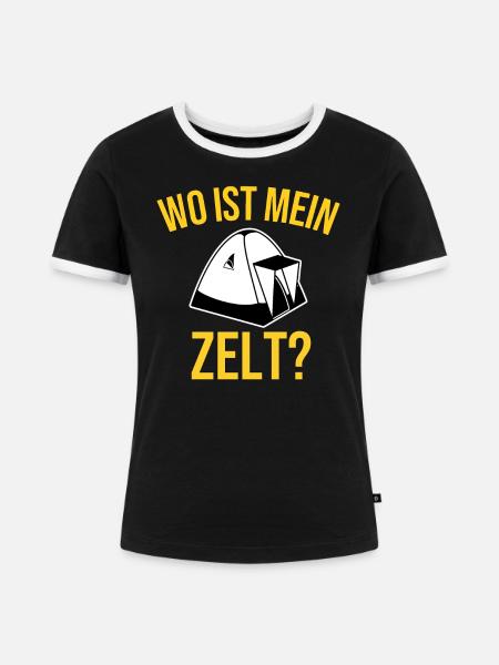 Festival Zelt Camping Geschenk - Frauen Kontrast-T-Shirt - Schwarz/Weiß