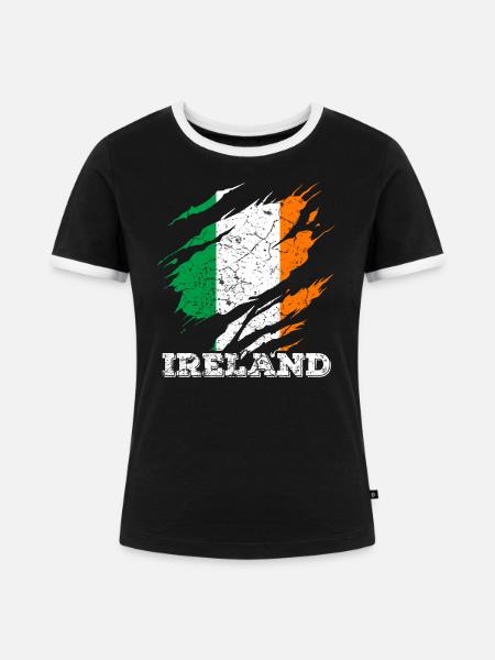 Irland - Frauen Kontrast-T-Shirt - Schwarz/Weiß