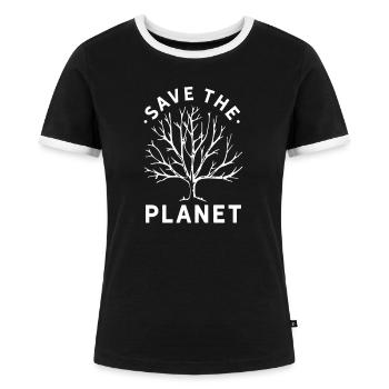 Klimawandel Klimawandel Klimawandel Klimawandel - Frauen Kontrast-T-Shirt - Schwarz/Weiß - Vorne - Selfina (174cm)