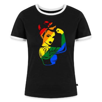 LGBT - Frauen Kontrast-T-Shirt - Schwarz/Weiß - Vorne - Selfina (174cm)