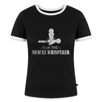 Physiotherapie Muskel Flüsterer - Frauen Kontrast-T-Shirt - Schwarz/Weiß - Vorne - Selfina (174cm)