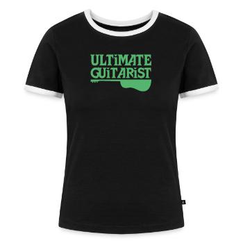 Gitarrist - Frauen Kontrast-T-Shirt - Schwarz/Weiß - Vorne - Selfina (174cm)