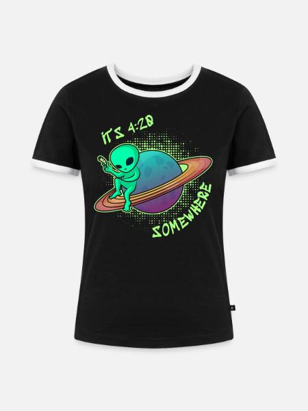 420 Kiffer Kiffen - Frauen Kontrast-T-Shirt - Schwarz/Weiß
