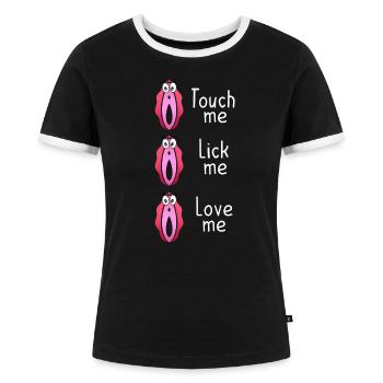 Love your Vagina - Frauen Kontrast-T-Shirt - Schwarz/Weiß - Vorne - Selfina (174cm)